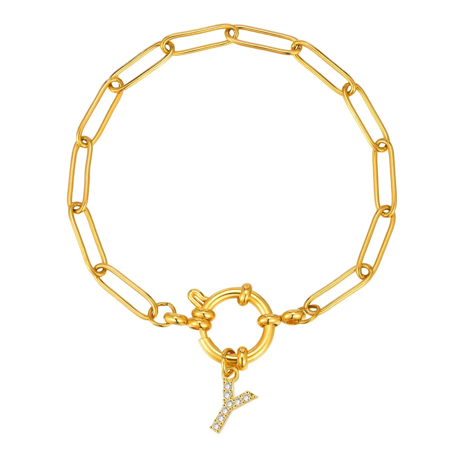 Bracelet avec initiale couleur or - lettre