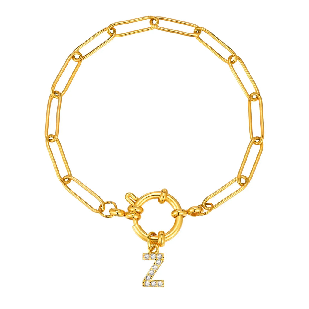 Bracelet avec initiale couleur or - lettre