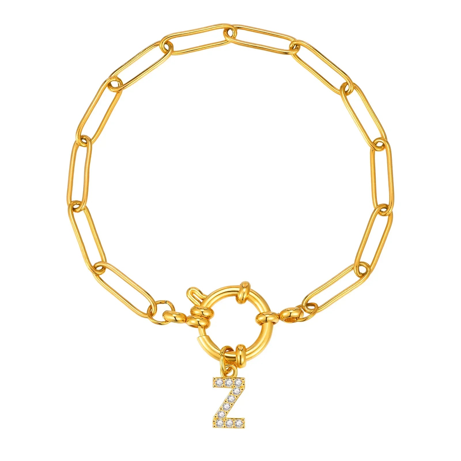 Bracelet avec initiale couleur or - lettre