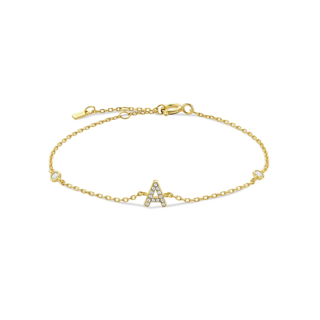 Bracelet avec initiale en strass - lettre
