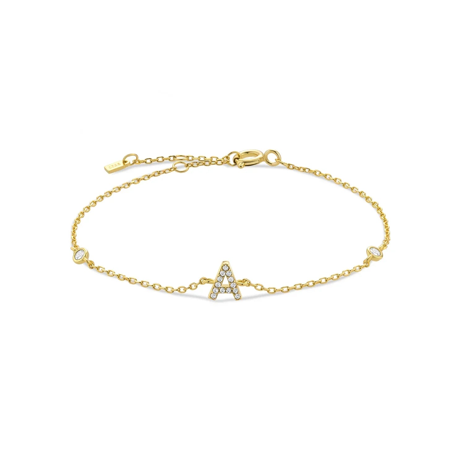 Bracelet avec initiale en strass - lettre
