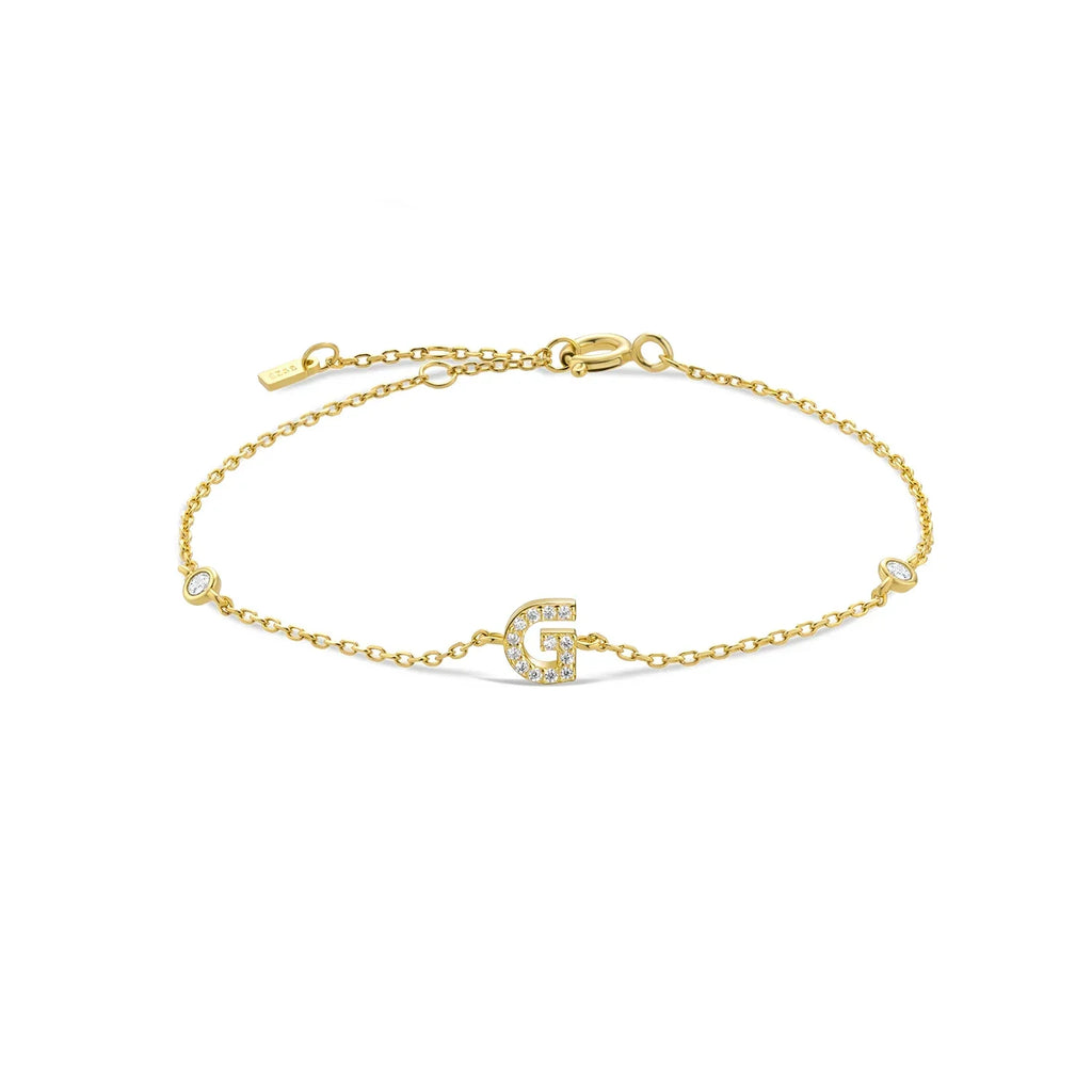 Bracelet avec initiale en strass - lettre