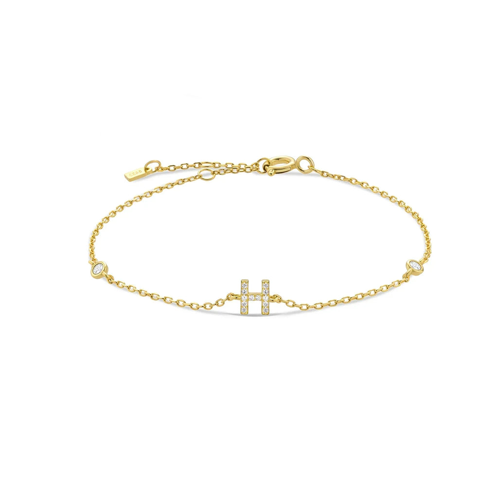 Bracelet avec initiale en strass - lettre