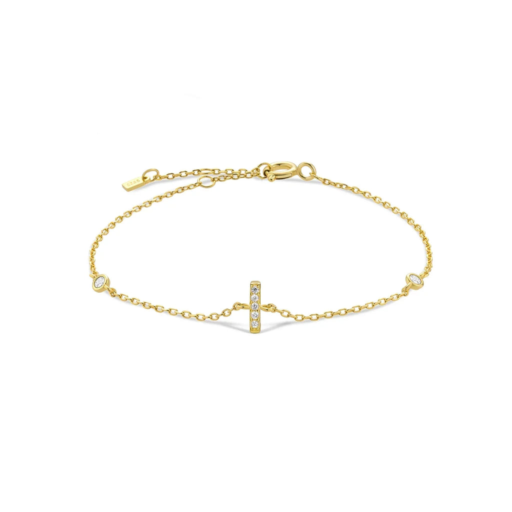 Bracelet avec initiale en strass - lettre