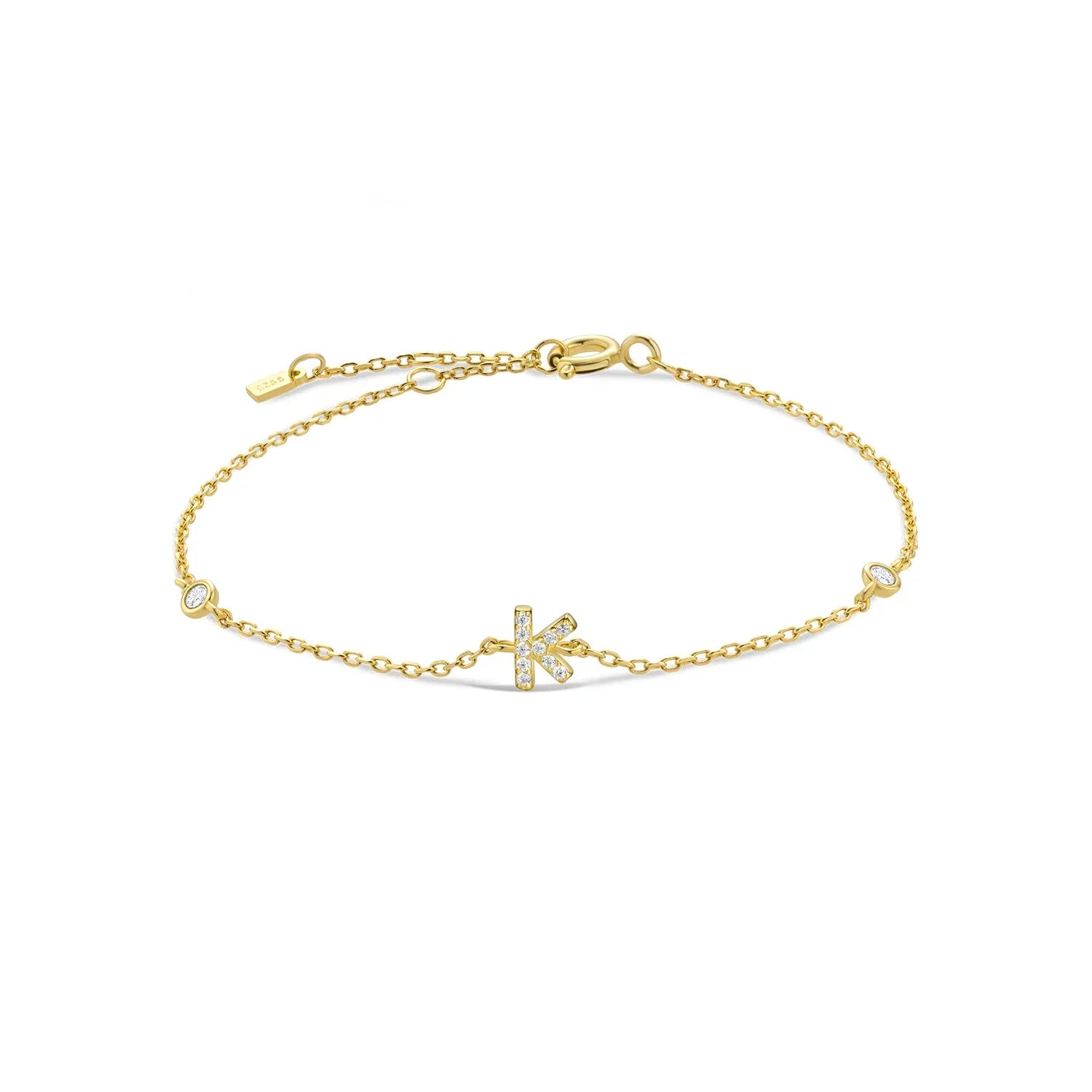 Bracelet avec initiale en strass - lettre