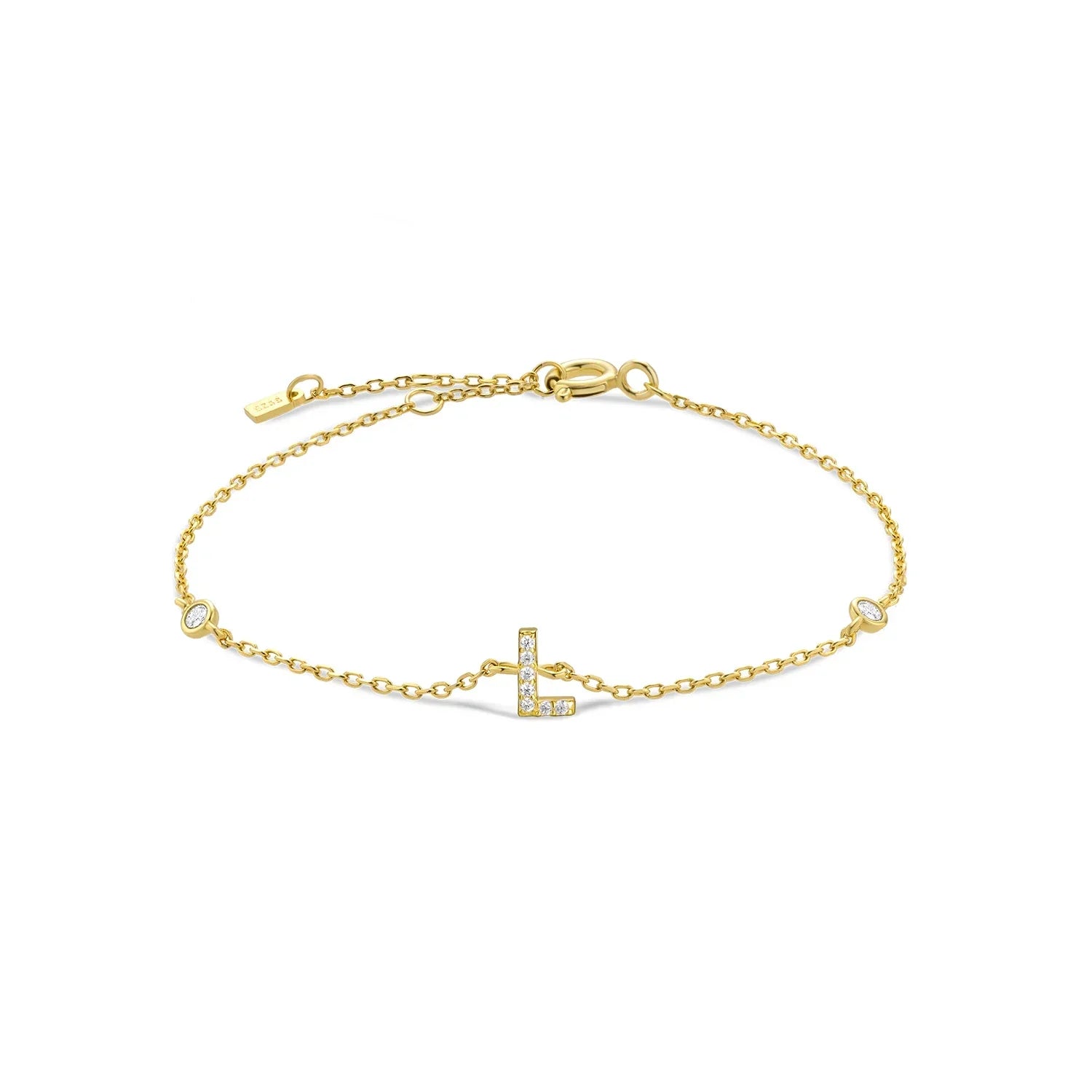 Bracelet avec initiale en strass - lettre