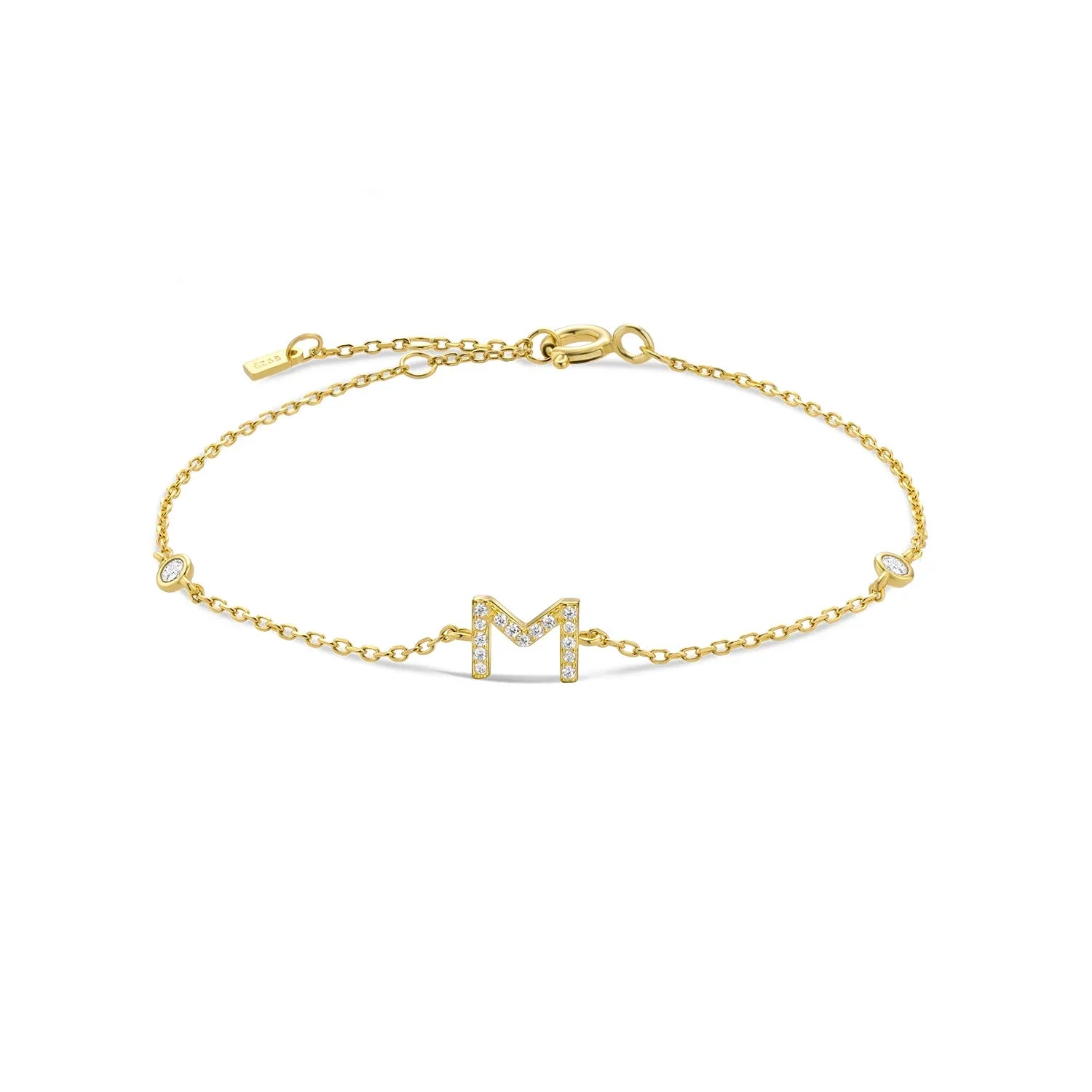 Bracelet avec initiale en strass - lettre
