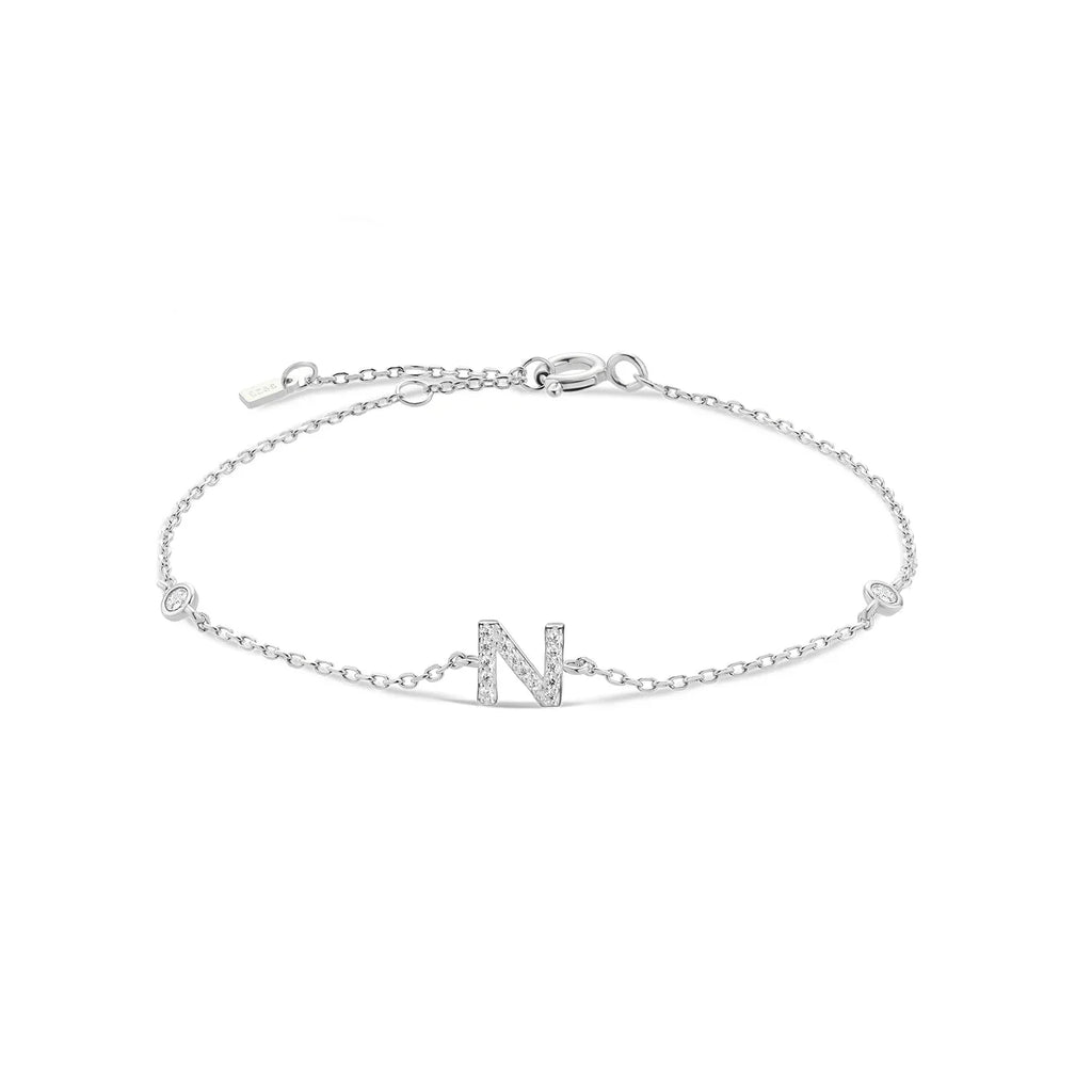 Bracelet avec initiale en strass - lettre