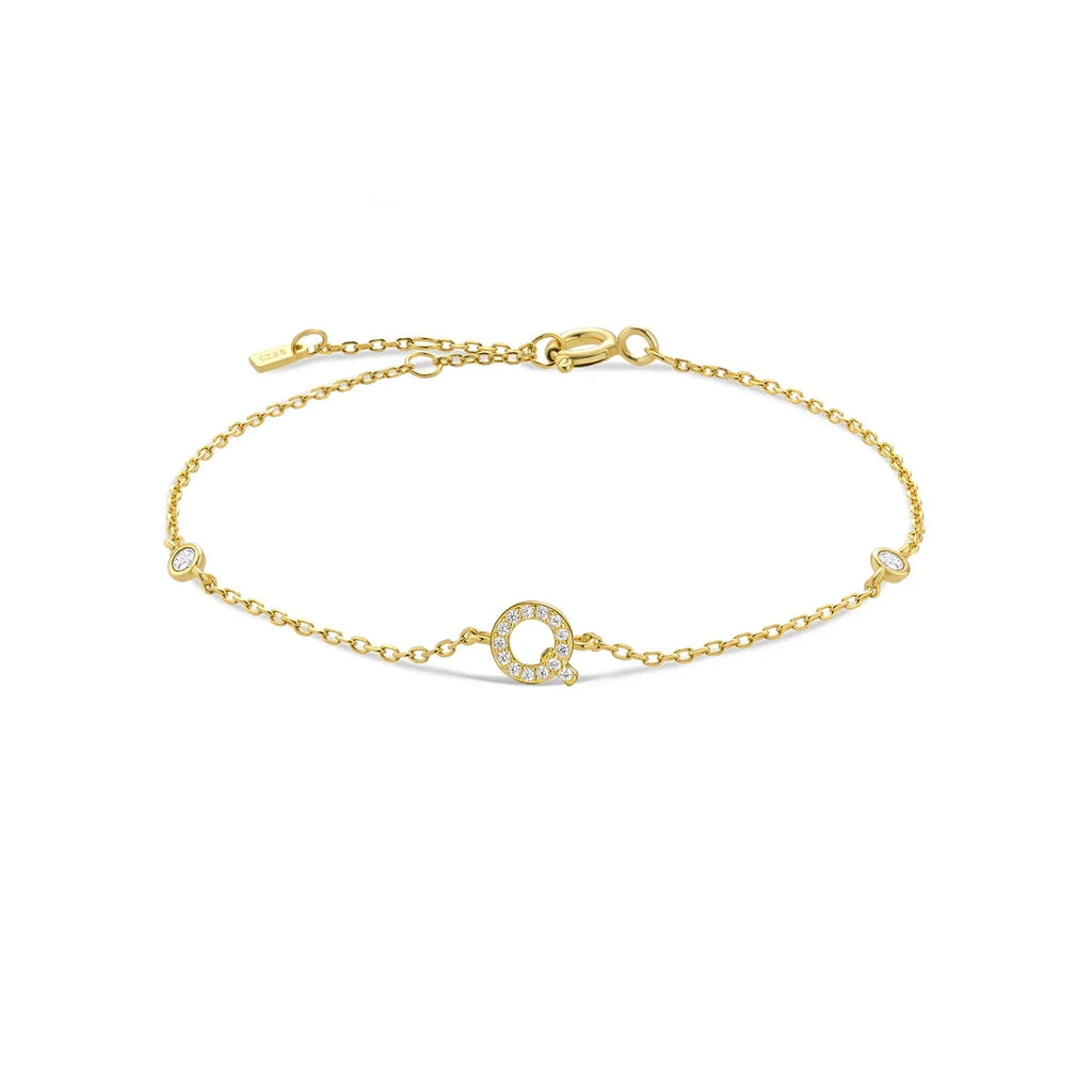 Bracelet avec initiale en strass - lettre
