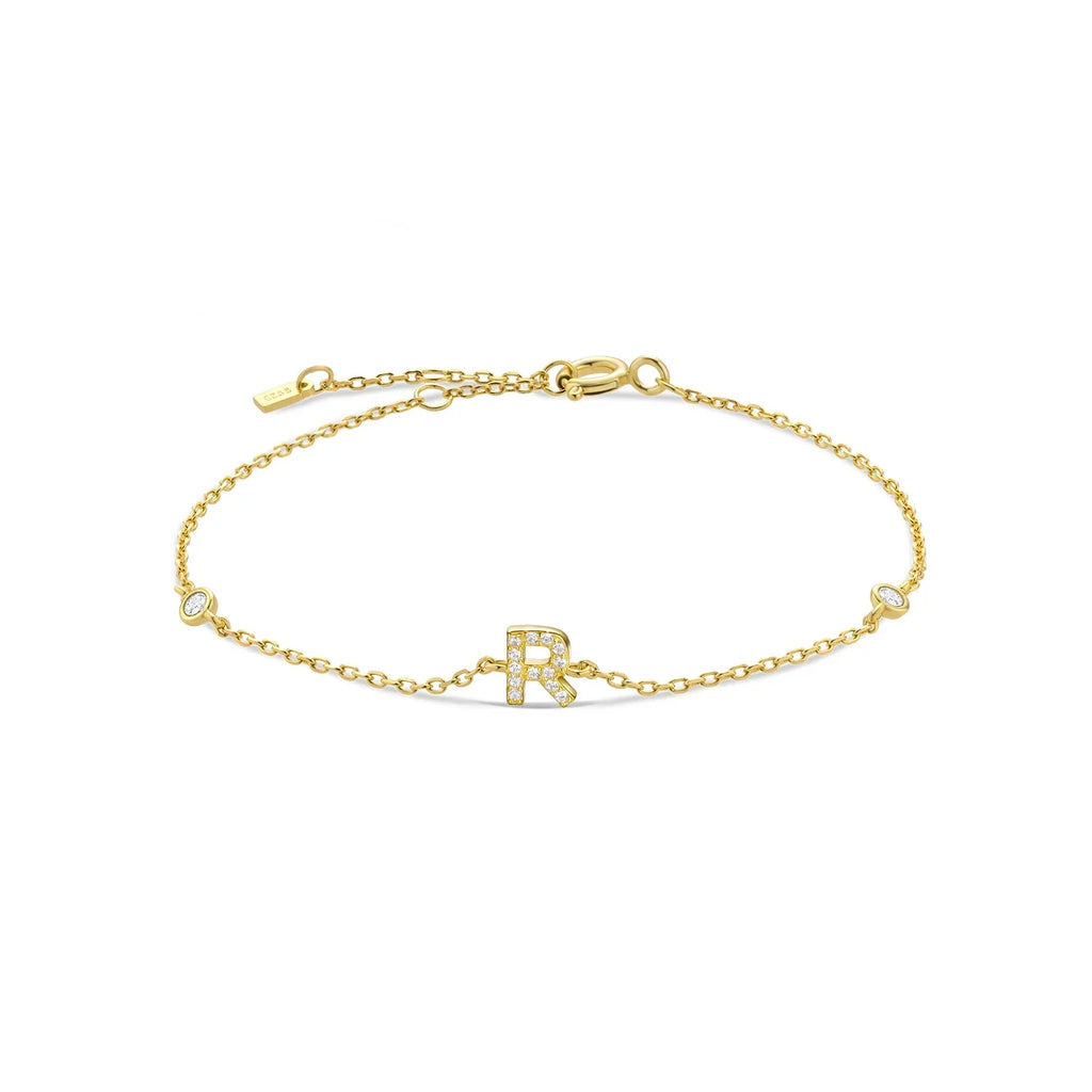 Bracelet avec initiale en strass - lettre