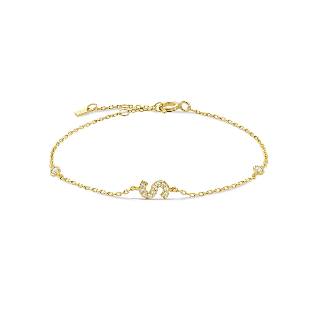 Bracelet avec initiale en strass - lettre