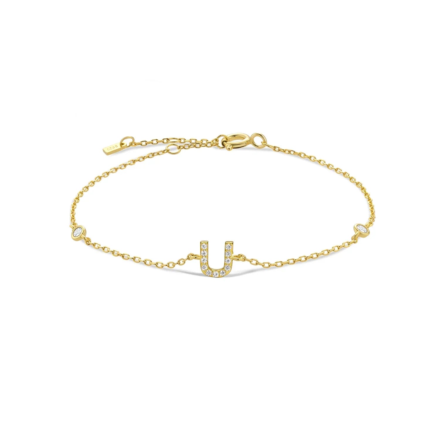 Bracelet avec initiale en strass - lettre
