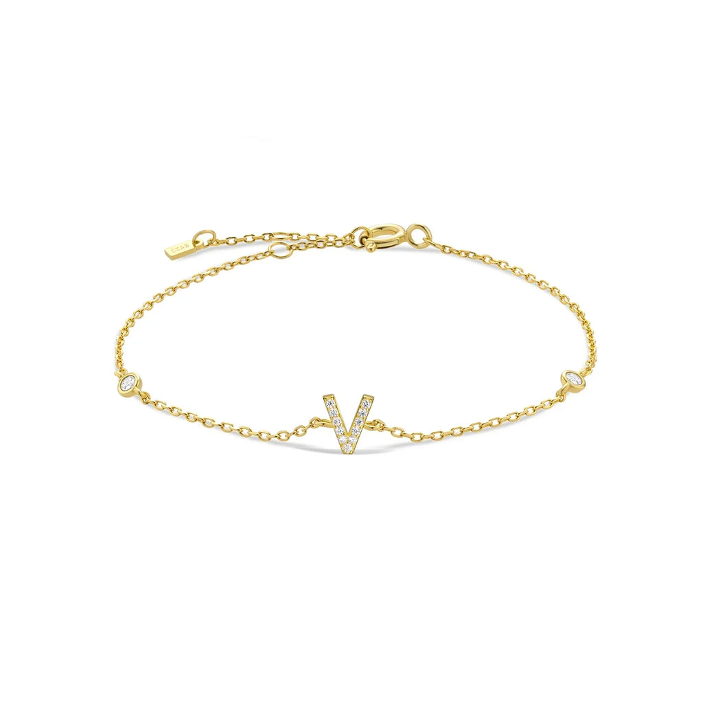 Bracelet avec initiale en strass - lettre