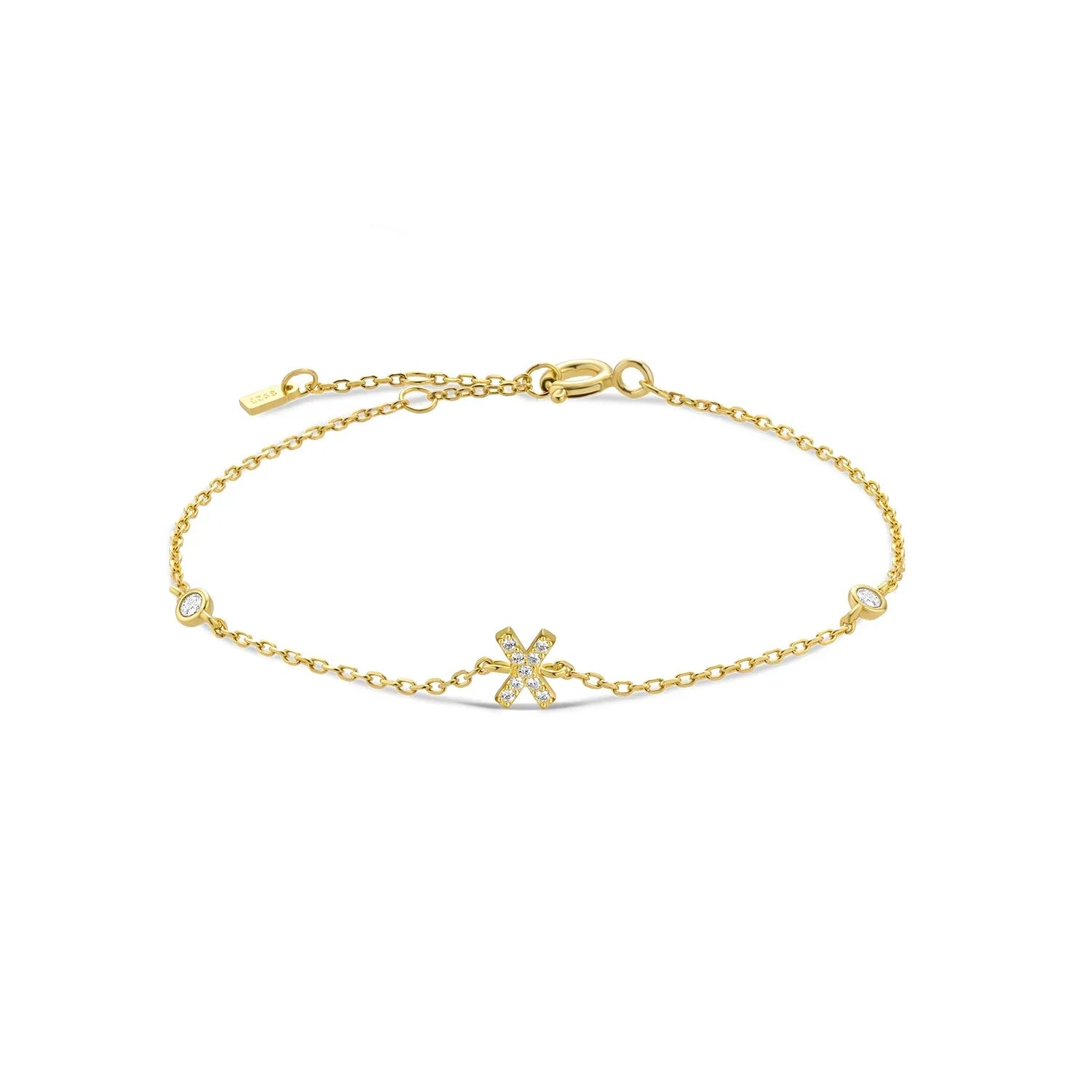 Bracelet avec initiale en strass - lettre