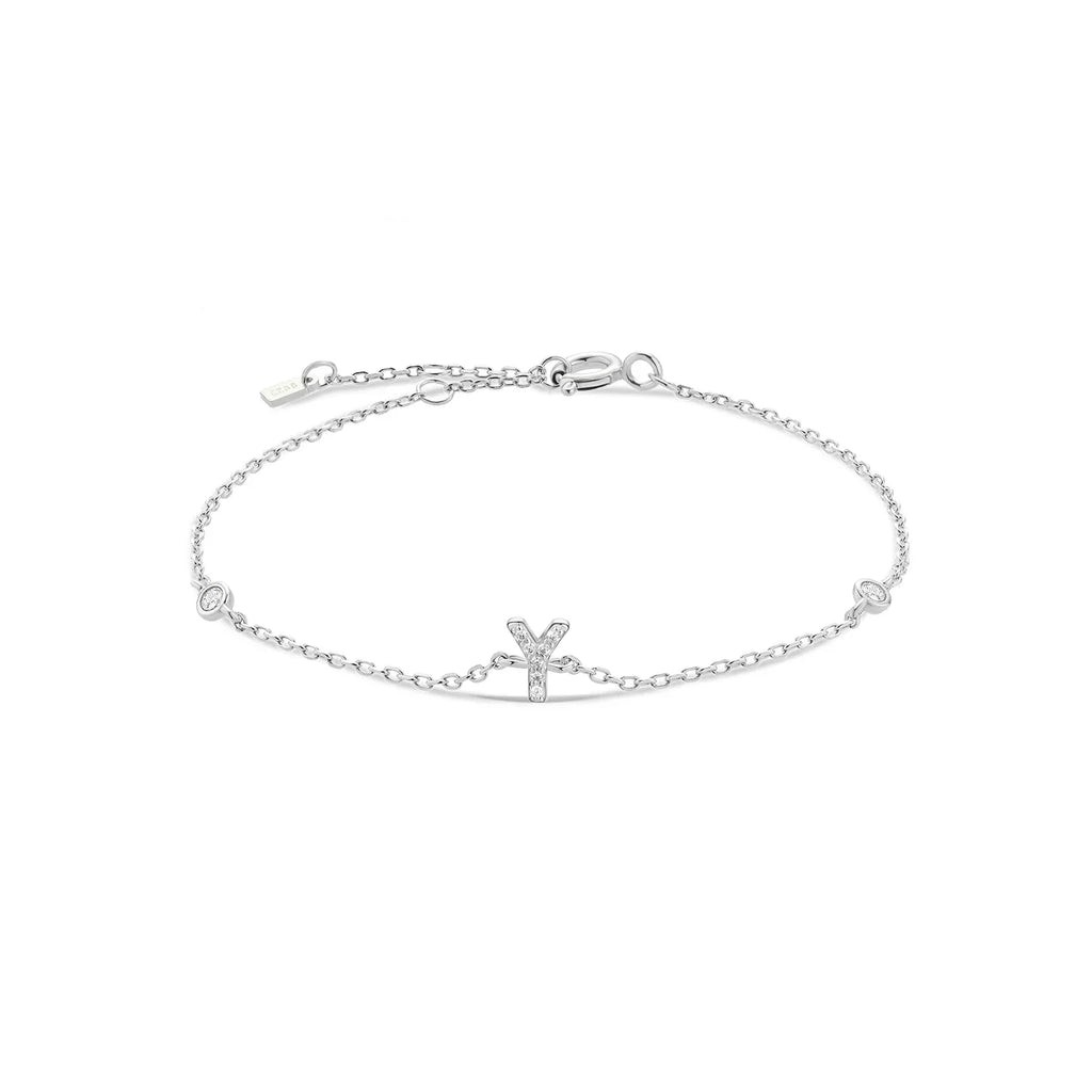 Bracelet avec initiale en strass - lettre