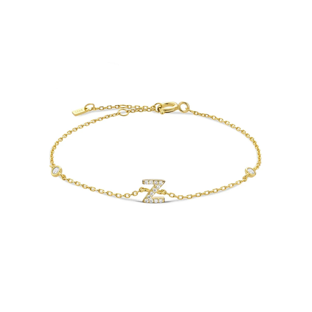 Bracelet avec initiale en strass - lettre