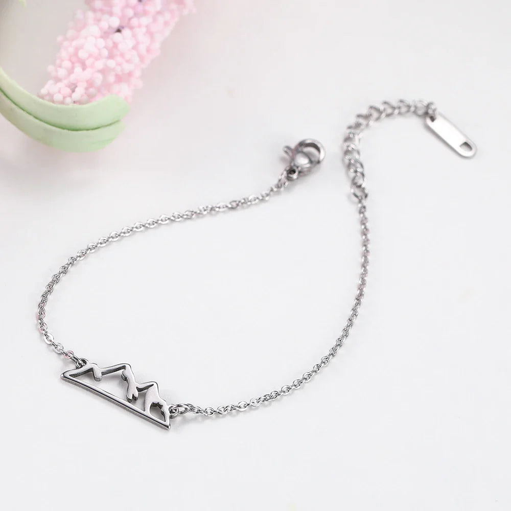 Pulsera con Colgante de Montaña para Mujer plata