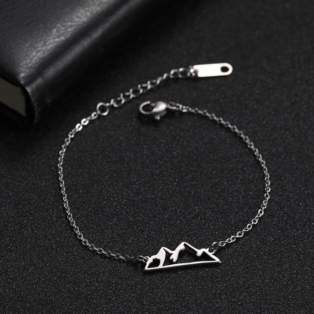 Pulsera con Colgante de Montaña para Mujer plata