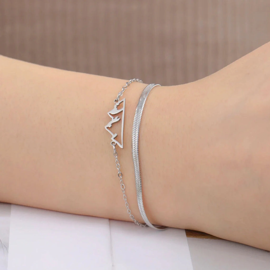 Pulsera con Colgante de Montaña para Mujer plata