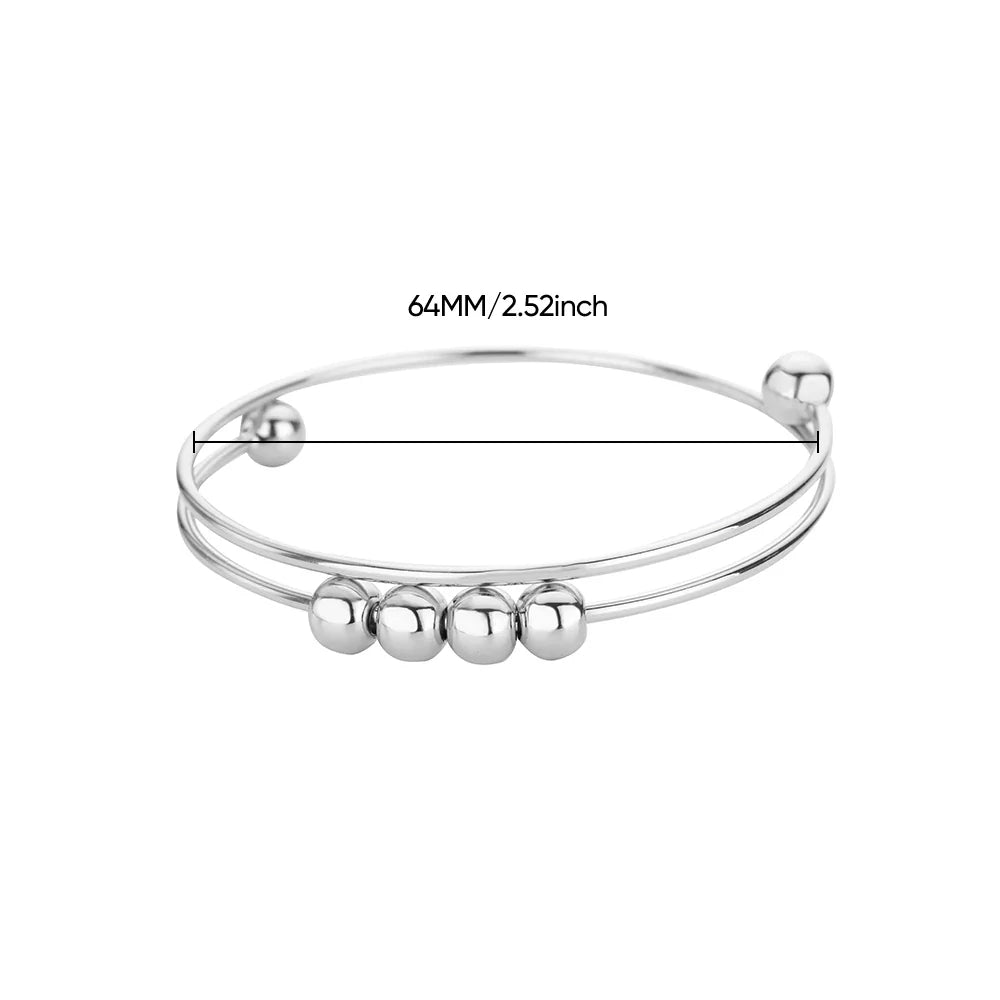Pulsera con Perlas Giratorias Antiestrés para Hombre o Mujer plata