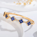 Pulsera con Tréboles de 4 Hojas en Circonita y Piedras azules