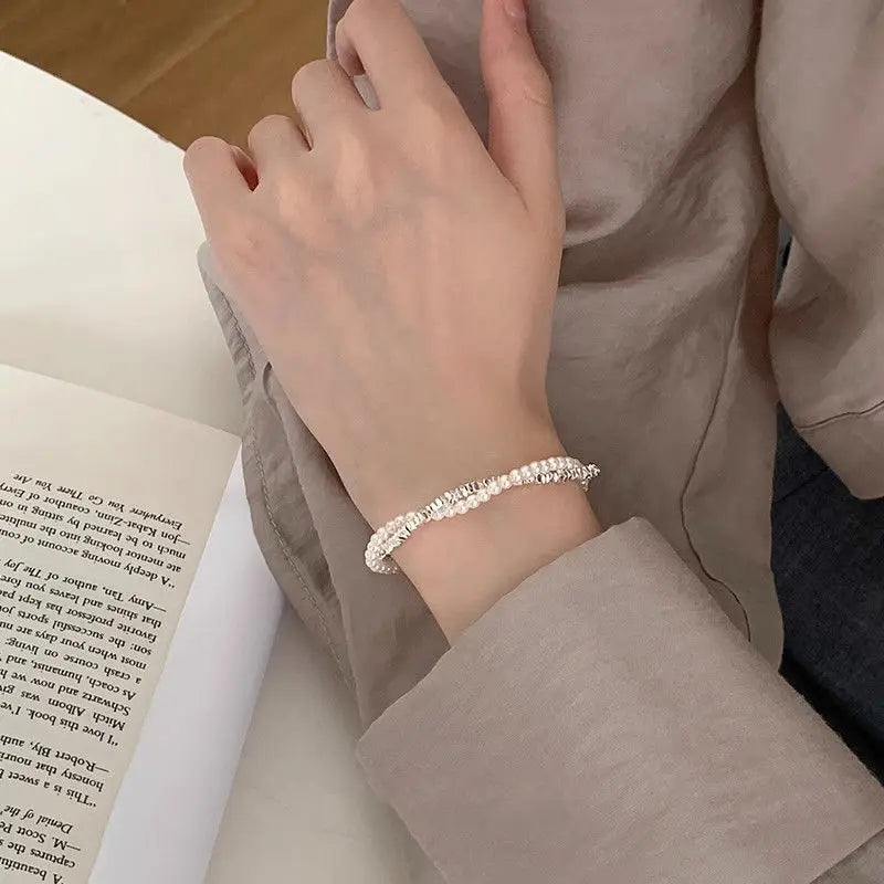 Elegante Pulsera de Esclava con Perlas para Mujer