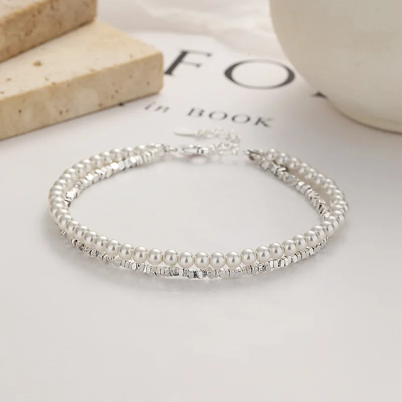 Elegante Pulsera de Esclava con Perlas para Mujer