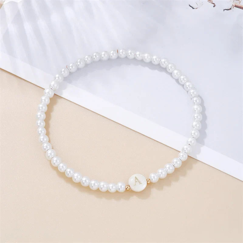Bracelet blanc initiale - lettre