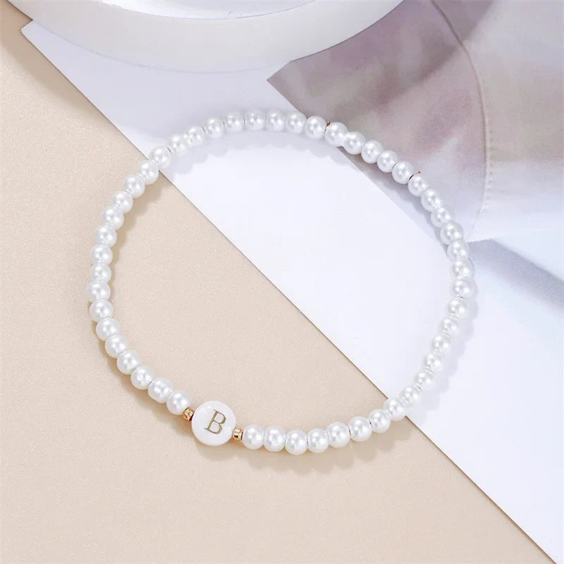 Bracelet blanc initiale - lettre