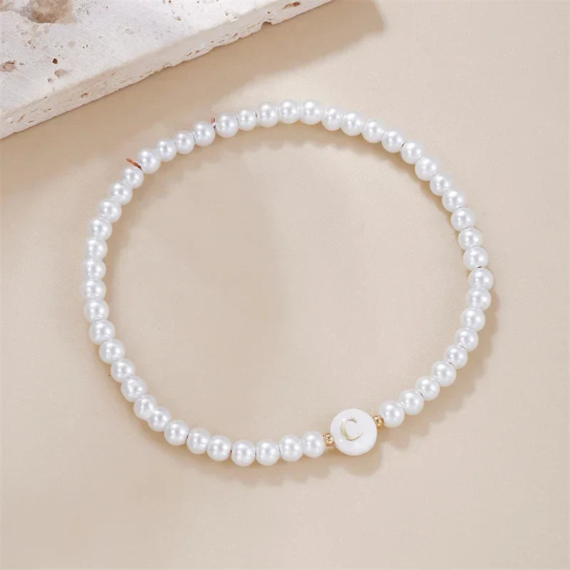 Bracelet blanc initiale - lettre