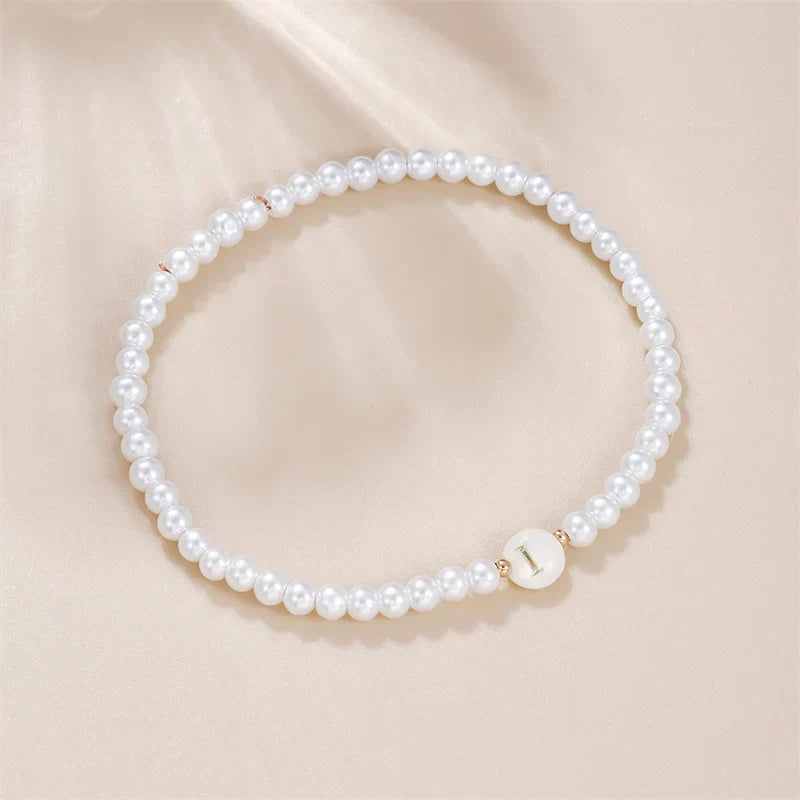 Bracelet blanc initiale - lettre