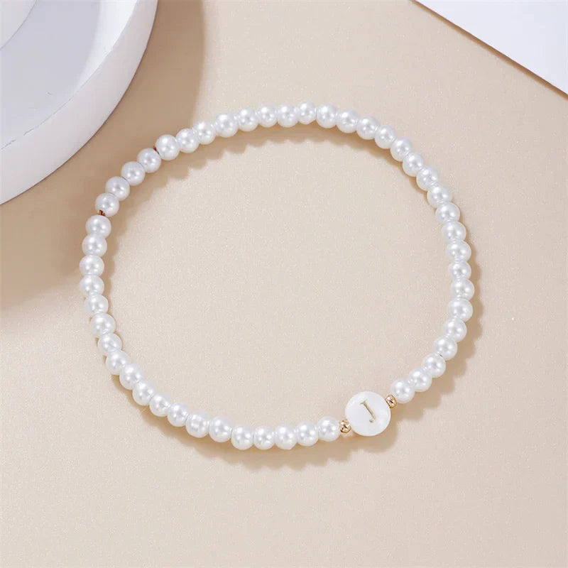 Bracelet blanc initiale - lettre