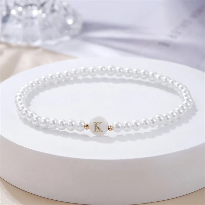 Bracelet blanc initiale - lettre