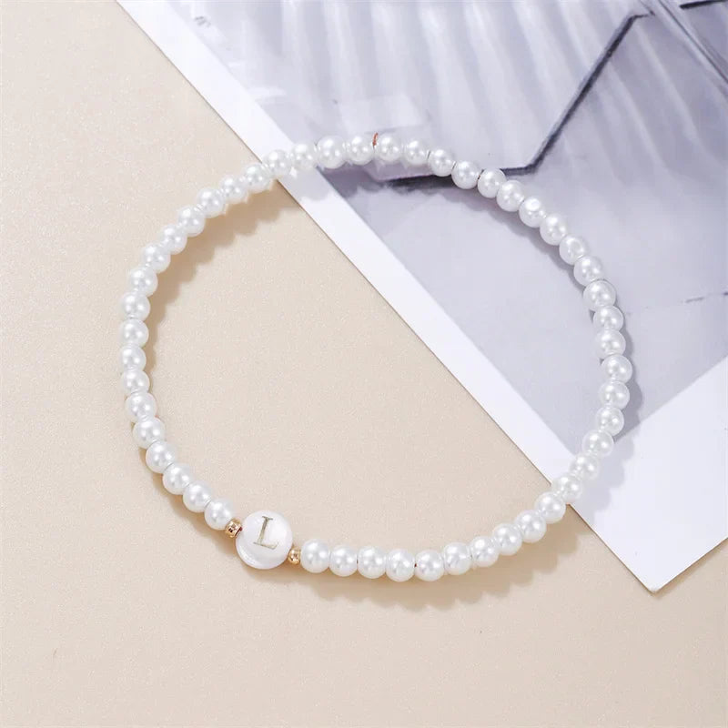 Bracelet blanc initiale - lettre