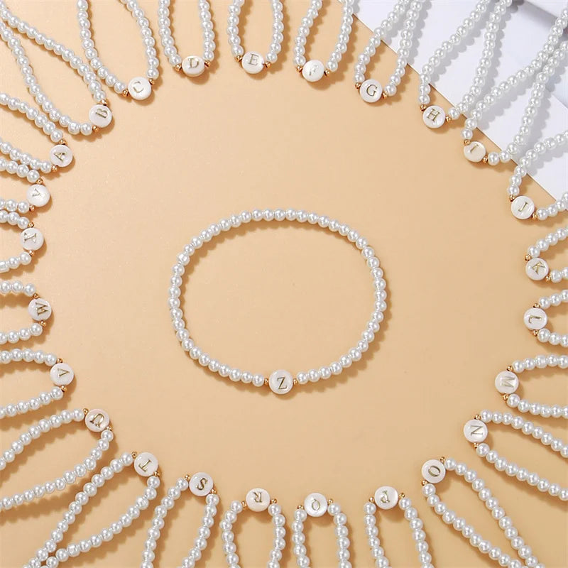 Bracelet blanc initiale - lettre