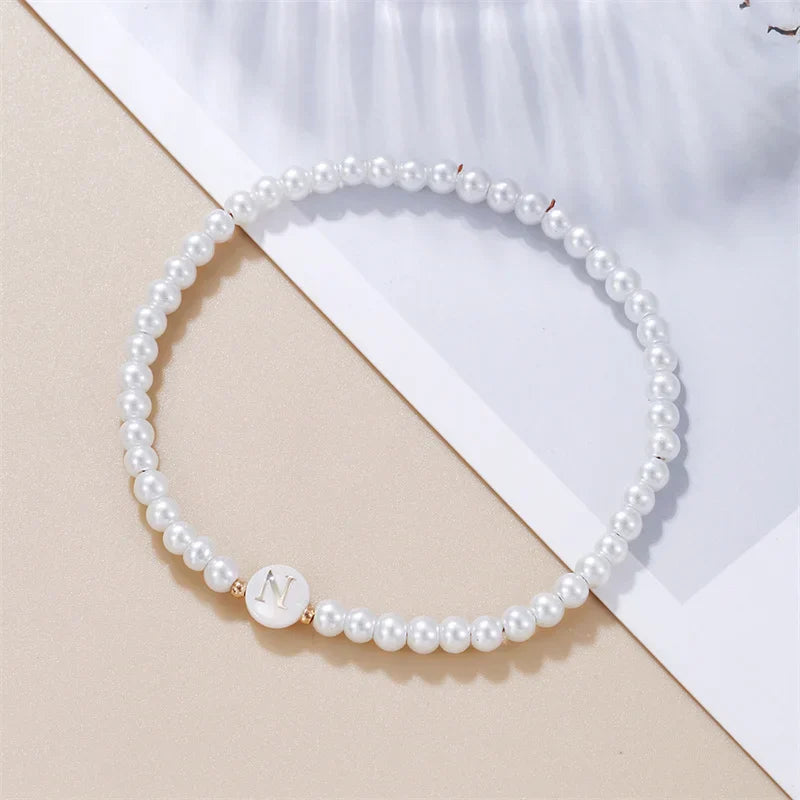 Bracelet blanc initiale - lettre