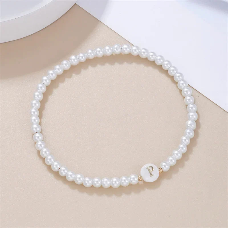 Bracelet blanc initiale - lettre