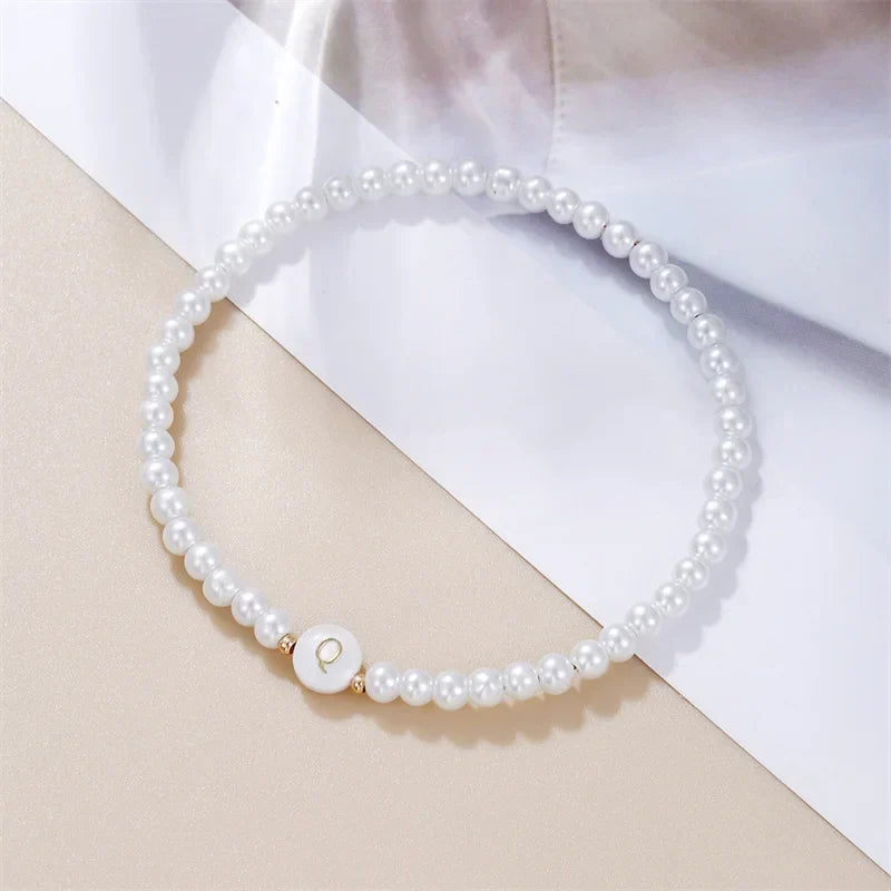 Bracelet blanc initiale - lettre