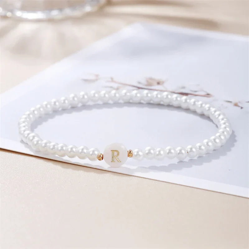 Bracelet blanc initiale - lettre
