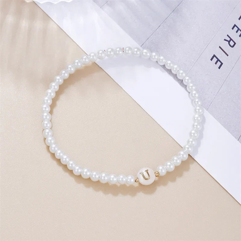 Bracelet blanc initiale - lettre