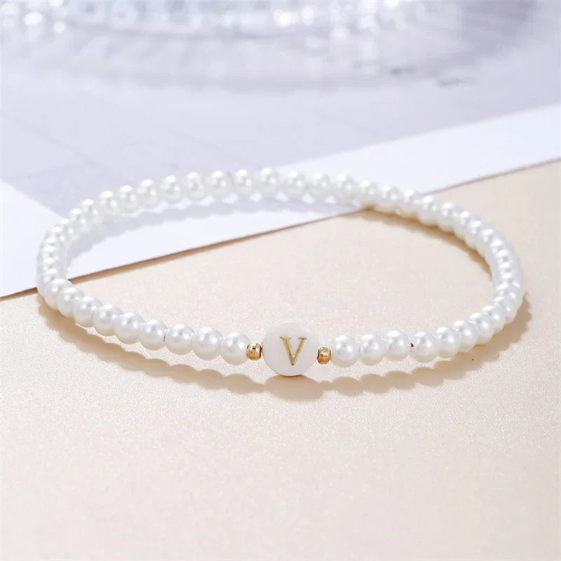 Bracelet blanc initiale - lettre