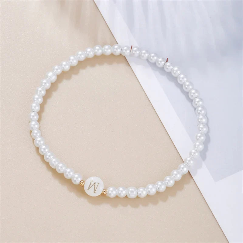 Bracelet blanc initiale - lettre