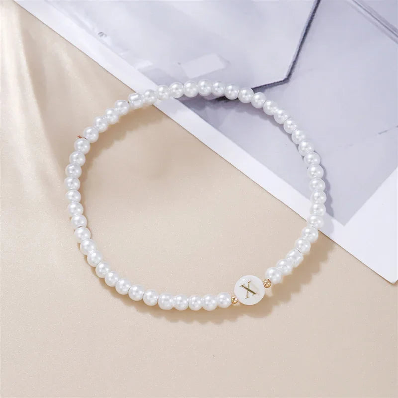 Bracelet blanc initiale - lettre
