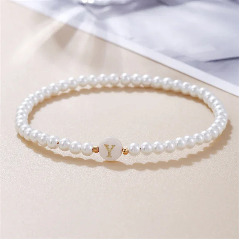 Bracelet blanc initiale - lettre