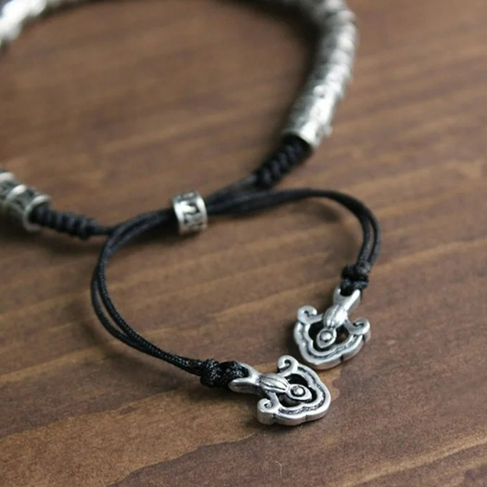 Pulsera Gourmette Amuleto Budista Esculpido
