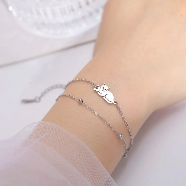 Pulsera Gato Plata y Oro plata