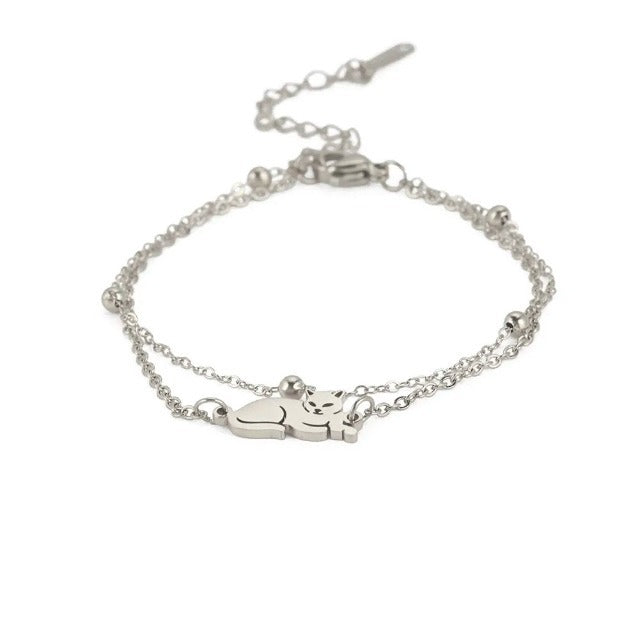 Pulsera Gato Plata y Oro plata