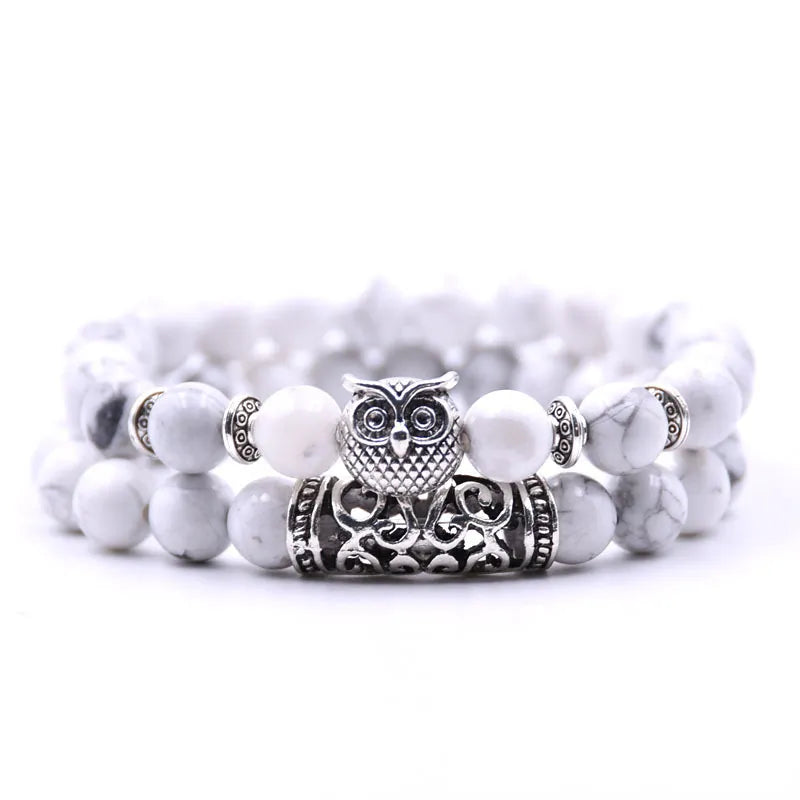 Pulsera Búho - Pulsera Búhos Perlas blanco