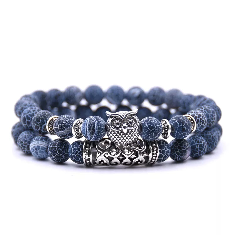 Pulsera Búho - Pulsera Búhos Perlas azul