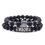 Pulsera Búho - Pulsera Búhos Perlas gris muy oscuro